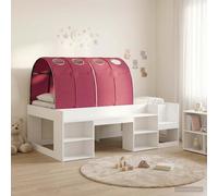 vidaXL Letto con Tunnel 3 pcs Bianco e Rosso Legno multistrato, Camera Moderna, Struttura Letto Rettangolare, Design Salva-Spazio, Legno Ing egnerizzato per Stile Urbano