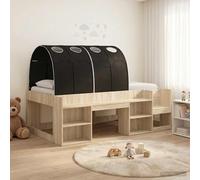 vidaXL Letto con Tunnel 3 pz Rovere Sonoma e Nero Legno ingegnerizzato