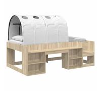 vidaXL Letto con Tunnel 3 pz Sonoma e Bianco Legno ingegnerizzato, Camera moderna, letto alla moda, tanto spazio, struttura in legno, set rettangolare, mobili eleganti