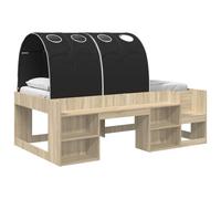 vidaXL Letto con Tunnel 3 pz Sonoma e Nero Legno ingegnerizzato, Camera moderna, letto alla moda, tanto spazio, struttura in legno, set rettangolare, mobili eleganti