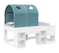 vidaXL Letto con Tunnel 4 pcs Bianco e azzurro Legno ingegnerizzato, Set di Mobili per Camera da Letto, Letto Retangolare, Design Moderno, Ampio Spazio, Sostegno in Legno Chic e Minimalista