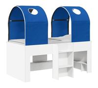 vidaXL Letto con Tunnel 4 pcs Bianco e Blu Legno ingegnerizzato, Mobili per camera moderna, letto rettangolare, soluzioni per riporre, stile minimal e supporto per materasso