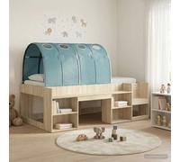 vidaXL Letto con Tunnel 3 pz Rovere Sonoma e Azzurro Legno multistrato, Camera Moderna, Struttura Letto Rettangolare, Design Salva-Spazio, Legno Ing egnerizzato per Stile Urbano