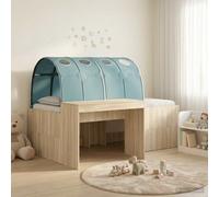 vidaXL Letto con Tunnel con lo scaffale 3 pz Rovere Sonoma e Azzurro