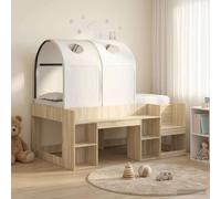 vidaXL Letto con Tunnel con lo scaffale 3 pz Rovere Sonoma e Bianco