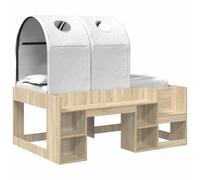 vidaXL Letto con Tunnel con lo scaffale 3 pz Rovere Sonoma e Bianco, Set di Mobili per Camera da Letto, Letto Retangolare, Design Moderno, Ampio Spazio, Sostegno in Legno Chic e Minimalista