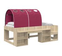 Letto con Tunnel con lo scaffale 3 pz Rovere Sonoma e Rosso
