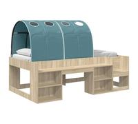 vidaXL Letto con Tunnel con lo scaffale 3 pz Sonoma e Azzurro Chiaro, Camera moderna, letto alla moda, tanto spazio, struttura in legno, set rettangolare, mobili eleganti