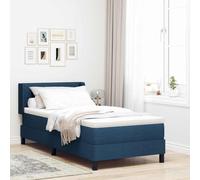 vidaXL Letto Contenitore con testiera regolabile blu, 90 x 190 cm, in tessuto. Design moderno, copertura rimovibile e schiuma ad alta densità. Perfetto per la camera da letto, include il materasso e