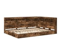 vidaXL Letto Contenitore in faggio Affumicato, 160 x 200 cm, Design Minimalista a Forma di L. Ampio Spazio Interno, Ideale per la Camera da Letto. Finitura melaminica Facile da Pulire, Perfetto per