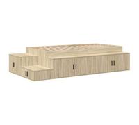 vidaXL Struttura letto con contenitore in rovere nero, 90 x 190 cm, design elegante ed elegante, ampi componenti solidi, facile da montare con mobili moderni salvaspazio per camera da letto, per