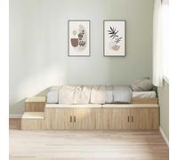 vidaXL Struttura letto con contenitore in rovere nero, 90 x 190 cm, design elegante ed elegante, ampi componenti solidi, facile da montare con mobili moderni salvaspazio per camera da letto, per