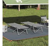vidaXL Letto da campeggio pieghevole 2 pcs Grigio 62 x 194 x 42 cm