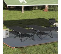 vidaXL Letto da campeggio pieghevole 2 pcs Nero 206 x 76 x 74 cm