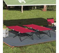 vidaXL Letto da campeggio pieghevole 2 pcs Rosso 206 x 76 x 74 cm
