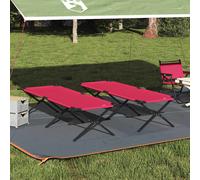 vidaXL Letto da campeggio pieghevole 2 pcs Rosso 210 x 80 x 46 cm