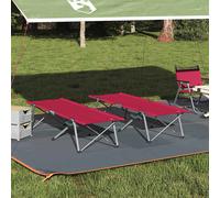 vidaXL Letto da campeggio pieghevole 2 pcs Rosso 62 x 194 x 42 cm