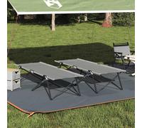 vidaXL Letto da campeggio pieghevole 2 pz Grigio 206 x 76 x 74 cm