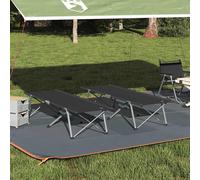 vidaXL Letto da campeggio pieghevole 2 pz Nero 194 x 62,5 x 42,5 cm