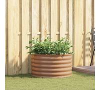 vidaXL Letto da Giardino Sollevato in Marrone con Aspetto di Legno, 80 x 80 x 44 cm in Acciaio.