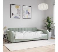 vidaXL Divano letto moderno in velluto grigio chiaro 214 x 110,5 x 70 cm, struttura in metallo e legno massello, doghe in compensato, imbottitura in schiuma, adatto per materassi da 100 x 190 cm