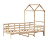 vidaXL Letto da giorno rustico con tetto a baldacchino in legno di pino massello naturale, 35,4 x 200 cm, per camera dei bambini, letto degli ospiti, divano, pigiama party occasionale, divano letto da