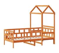 vidaXL Letto da giorno rustico in legno con tetto cerato marrone, 203,2 x 200,7 cm, in legno di pino massiccio, ideale per la camera dei bambini, letto, divano, ospiti, pigiama party, occasionale
