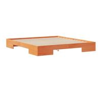 vidaXL Letto da pavimento rettangolare in legno di pino marrone, 200 x 200 cm, solo per interni. Finitura verniciata. Ha uno storage integrato. Nessun montaggio richiesto. Facile da pulire. Ideale per