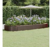 vidaXL Letto Giardino Acciaio Verniciato Polvere 373x140x36 cm Marrone