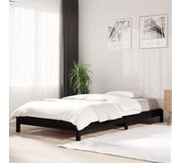 vidaXL Letto Impilabile Nero 75x190 cm in Legno Massello di Pino