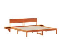 vidaXL Letto in Legno di Pino Marrone Cerato 180 x 200 cm, con Testata Integrata e tavolini Laterali. Ha Gambe quadrate Moderne, è Solo per Uso Interno, Facile da Pulire e Non Serve la Rete sommier.