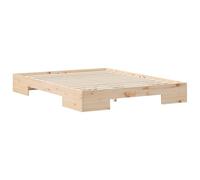 vidaXL Struttura letto a terra Marrone Legno di pino massello