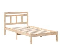 vidaXL Telaio per letto in legno di pino naturale, 90 x 190 cm, con supporto regolabile e stoccaggio integrato. Ha una testiera moderna e un design elegante, ideale per vari stili di arredamento