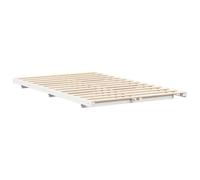 vidaXL Letto in Pino massello Bianco 120 x 200 cm, Stile japandi. Basso Profilo, Finitura Opaca. Facile da Montare, Senza Rete a Molle. Stabile e Durevole, mobili da Letto per Interni, Letto Minimal