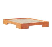 vidaXL Letto in pino massello di cera marrone, 160 x 200 cm, con contenitore integrato, stile moderno, tocco morbido, senza bisogno di base, facile da mantenere per camere da letto per adulti