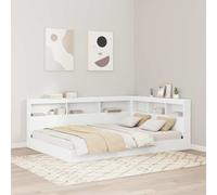vidaXL Letto Libreria Bianco 140 x 200 cm Legno Multistrato, Soluzioni di stoccaggio per la Camera, Letto Rettangolare Moderno con libreria, Legno ingegnerizzato, salvaspazio e Funzionale