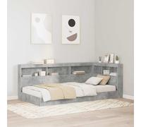 vidaXL Letto Libreria Grigio cemento 75 x 190 cm Legno ingegnerizzato