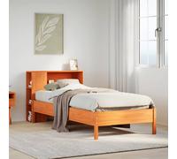 vidaXL Letto Libreria senza Materasso Marrone Cera 100x200 cm in Pino