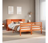 vidaXL Letto Libreria senza Materasso Marrone Cera 120x190 cm in Pino