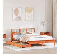 vidaXL Letto Libreria senza Materasso Marrone Cera 160x200 cm in Pino