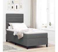 vidaXL Letto matrimoniale Box Spring con materasso e LED in grigio scuro, 100 x 200 cm, telaio in tessuto. È perfetto per la tua camera da letto. Questo letto imbottito, elegante e moderno, ti offre