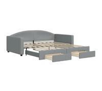 vidaXL Letto matrimoniale estraibile con cassetti, tessuto grigio chiaro, 100 x 190 cm, divano letto, letto per ospiti, divani letto, divani letto, letti matrimoniali, per gli ospiti