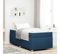 vidaXL letto matrimoniale moderno con materasso a molle insacchettate, blu, 100 x 200 cm. Ha una media durezza, schiuma ad alta densità, finitura opaca, struttura in legno, e base a listelli fissa.
