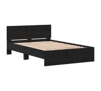 vidaXL Letto moderno rustico in legno nero con testiera a muro, 120 x 190 cm, da assemblare con un martello, per uso interno, facile da pulire, per la camera da letto, dimensione singola e comodo.
