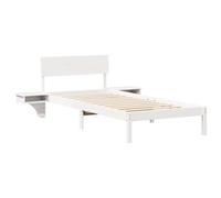 vidaXL Letto Moderno vitaXL in Legno di Pino Bianco 90 x 190 cm, con testiera e tavolini integrati. Facile da Montare, Ideale per la Camera da Letto. Non Serve la Rete a Molle, Facile da Pulire, supp