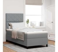 vidaXL Letto Molle con materasso e luce LED grigia, 90 x 200 cm, struttura in tessuto. Questo letto imbottito è perfetto per dare un tocco moderno alla tua camera da letto con il suo design elegante
