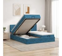 vidaXL Letto ottomano con materasso 2 pcs Blu Scuro Velluto