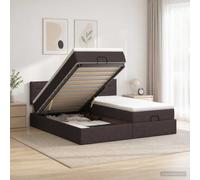 vidaXL Letto ottomano con materasso 2 pcs Marrone Scuro Tessuto