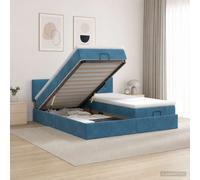 vidaXL Letto ottomano con materasso 2 pz Blu Scuro Velluto