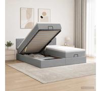 vidaXL Letto ottomano con materasso 2 pz Grigio Chiaro Tessuto